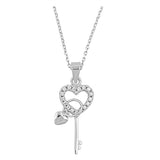 Heart and Key cubic zirconia pendant necklace