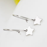 star five-pointed silver drop earrings new hot selling jewelry