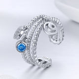 S925 sterling silver sun and moon companion ring white gold plated zircon ring