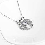 Cubic Zirconia The Wings Of A Angel And Heart Shape Necklace Shining 925 Sterling Silver