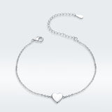 S925 Sterling Silver White Gold Plated Simple Heart Bracelet
