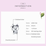 925 Sterling Silver Cute Little Cow Beads Charm For Bracelet Fashion Jewelry For Women or Man