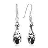 925 Sterling Silver Gemstone Filigree Dangle Hook Earrings