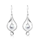 Wire Weave Ball Pearl Drop Stud Earrings for Women Minimalist Style