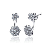 Flower Zircon S925 Silver Earrings Hypoallergenic Creative Earrings Two Wearing Silver Jewelry