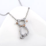 Elegant white stone cubic zirconia necklace little cute cat necklace
