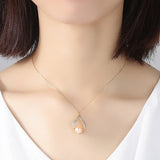 Heart shape  cubic zirconia  freshwater pearl Pendant Necklace  Gold Plated S925 Sterling Silver Necklace Jewelry  for Women