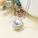 I Love You Mom Necklace Engrave Mother's Day Pearl Zirconia Necklace