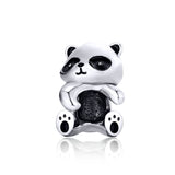 S925 Sterling Silver Oxidized Epoxy Panda Charms