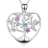 Colorful Zirconia Family Tree Necklace Heart Tree Relatives Necklace