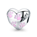  silver oxidized Epoxy heart cute pet footprint charms