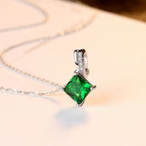 Square Emerald Birthstone Zircon Luxury Pendant Sterling silver Hot Sale