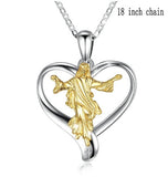 925 Sterling Silver Virgin Mary Pendant god Necklaces Christian Religious Jewelry heart choker for Women