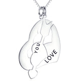 Heart Love You Necklace 925 Sterling Silver Gift Jewelry For Girls