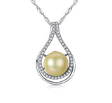 heart shape Crystal cubic zircon freshwater Pearl pendant lucky Jewelry Necklace for women