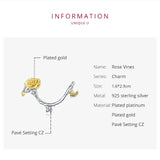 925 Sterling Silve Charming Rose Charm for DIY Bracelets Precious Jewelry For Women