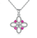  Purple Cubic Zirconia Flower Pendant Necklace