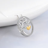 Life Tree Double Color Plating Necklace Heart Love Mother Necklace