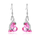 Bright Gemstone Heart Earring Shining Jewelry Women Favorite