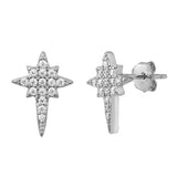 Silver cubic zircon Star Stud Earrings