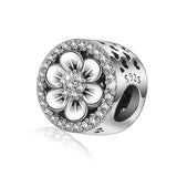 Six Petals flower zircon beads charms S925 Sterling Silver Bracelet Beads Jewelry