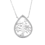 Life Tree Water Drop Necklace Zirconia Cubic Design Necklace