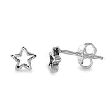  Silver  Open Star Stud Earrings