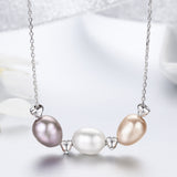 S925 sterling silver love friendship affection necklace white gold plated freshwater pearl pendant necklace