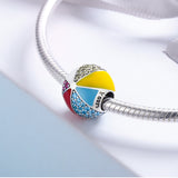 S925 sterling silver oxidized Epoxy zircon color ball charms