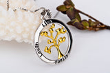 Tree Of Life Necklace Round Circle Golden Tree 925 Sterling Silver Pendant