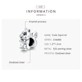 925 Sterling Silver Lovely Squirrel Charm For DIY Bracelet Fashion Jewelry For Women