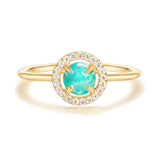 14K Gold Plated Cute Opal Ring Adjustable Cubic Zirconia Ring