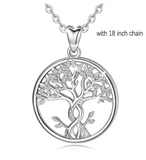 925 Sterling Silver Tree of Life Necklace Solid Silver Twisted Rowan Tree Charm with Silver Chain