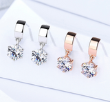 S925 Silver Earrings Women's Simple Wild Single Diamond Zircon Earrings