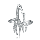 Silver Giraffe Adjustable Open Ring