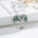 925 Sterling Silver Tree of Life Pendant Clear Green CZ Necklaces Independent freedom goddess necklace Women Jewelry