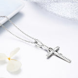 S925 Sterling Silver Love Faith Necklace Oxidized Zircon Pendant Necklace