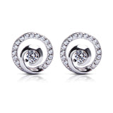 Round zircon earrings women's fashion earrings Korean version of 925 sterling silver jewelry wholesale