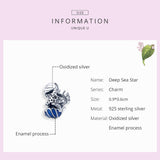 925 Sterling Silver Beautiful Shell with Starfish Charm Stud Earrings Precious Jewelry For Women