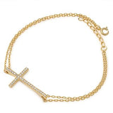 S925 Sterling Silver Cubic Zircon Sideway Cross Anklets Bracelet