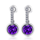 S925 Little Gemstone Cubic Zirconia Silver Earrings Purple Stone Earrings