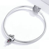 925 Sterling Silver Cute Fall in Love Robot Beads Fit DIY Bracelet Precious Jewelry For Women