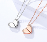 S925 Silver Jewelry Korean Wild Women's Micro Inlaid Heart Necklace Agate Shell