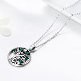 S925 Sterling Silver Snuggle Necklace Oxidized Tree of Life Zircon Pendant Necklace