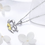 S925 Sterling Silver Devil Angel Pendant Necklace White Gold Plated and Gold Plated Necklace