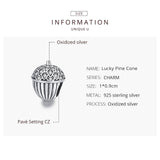 925 Sterling Silver Cute Pine Cone Charm For Bracelet Fashion Jewelry For Gift