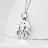 Castle Necklace Rhodium Plating Fashion Jewelry, S925 Silver Jewelry, Pendant Necklace