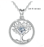 Sterling Silver Tree of life Pendant Necklace silver Nature Tree Necklaces with Crystal CZ for Birthday Gift