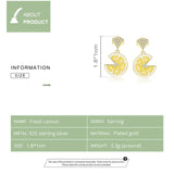 925 Sterling Silver Fresh Lemon Stud Earrings for Girlfriend Enamel Fashion Jewelry