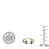 14K Gold Round Blue Sapphire & White Diamond For Women Wedding Ring Jewelry